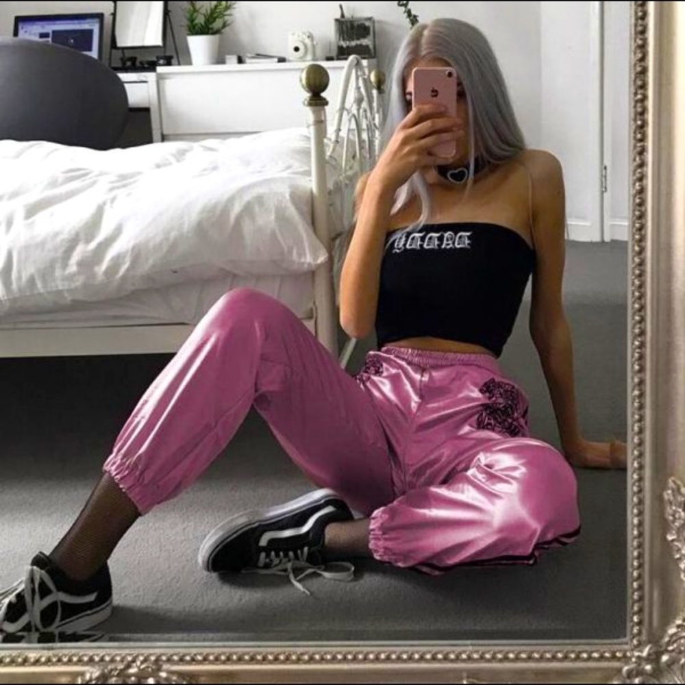 SOLD ‼️Pink Satin Tiger Striped Joggers‼️